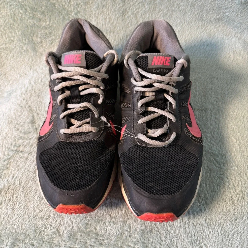 Nike Womens Dart XII Running Shoes 9 Black Pink Breathable Mesh 831535-006